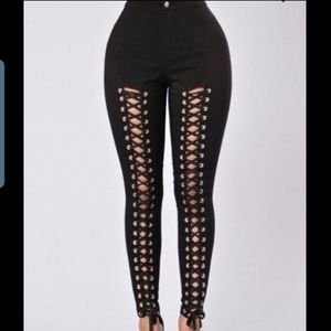 Fashion Nova Black lace up pants